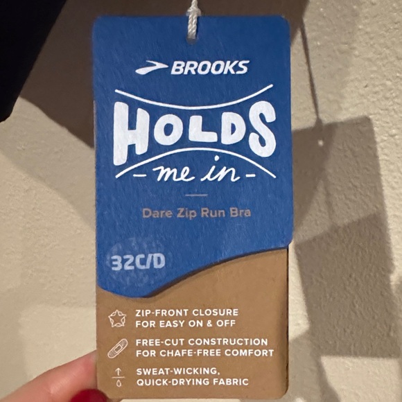 Brooks Holds ME In Dare Zip Run/ Sports Bra Navy Blue - Picture 9 of 11